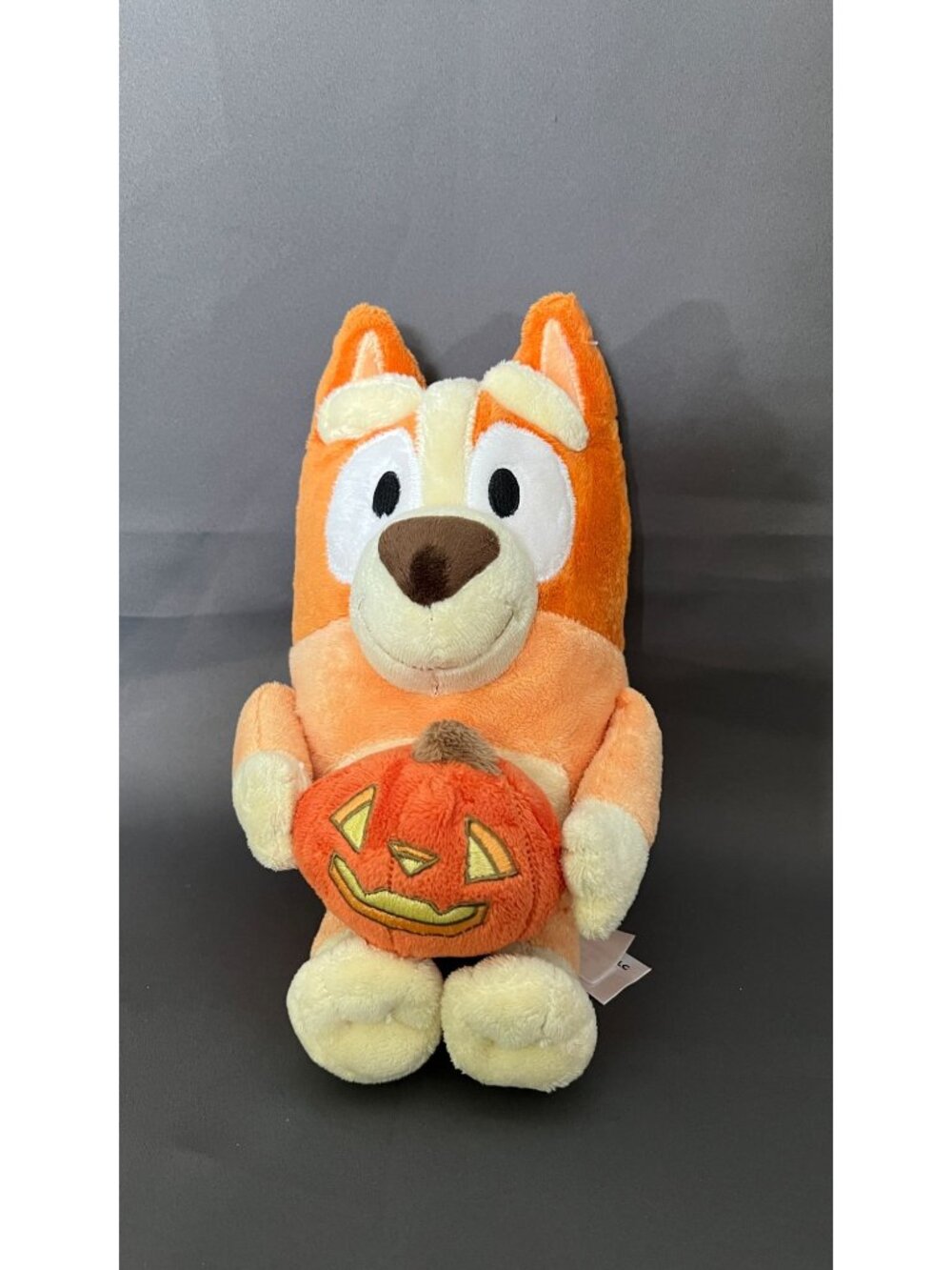 Bluey Stuffed Plush Toy Holding Pumpkin Jack-O-Lantern Ludo Studio 2018 Orange &